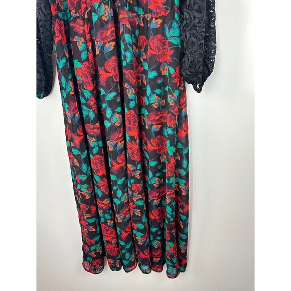 *Read* Torrid SHEER Maxi Peasant Dress Chiffon Floral *Minus Belt Plus Size 2 2X - Picture 13 of 14